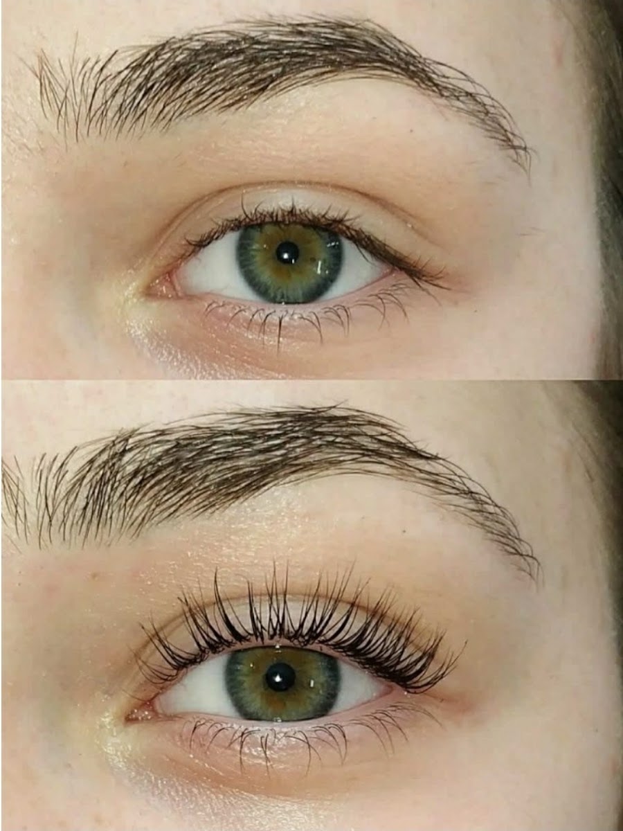 Antes e depois de lash lifting nos cílios